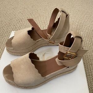 Chloe espadrille sandal with light pink strap. Size 37